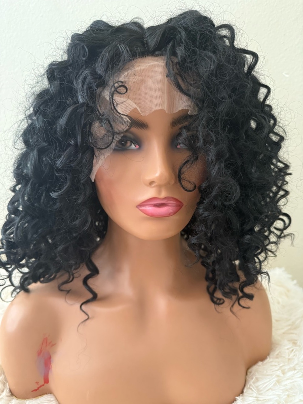 Black Curly Lace Front Wig - Natural Black Halloween costume cosplay